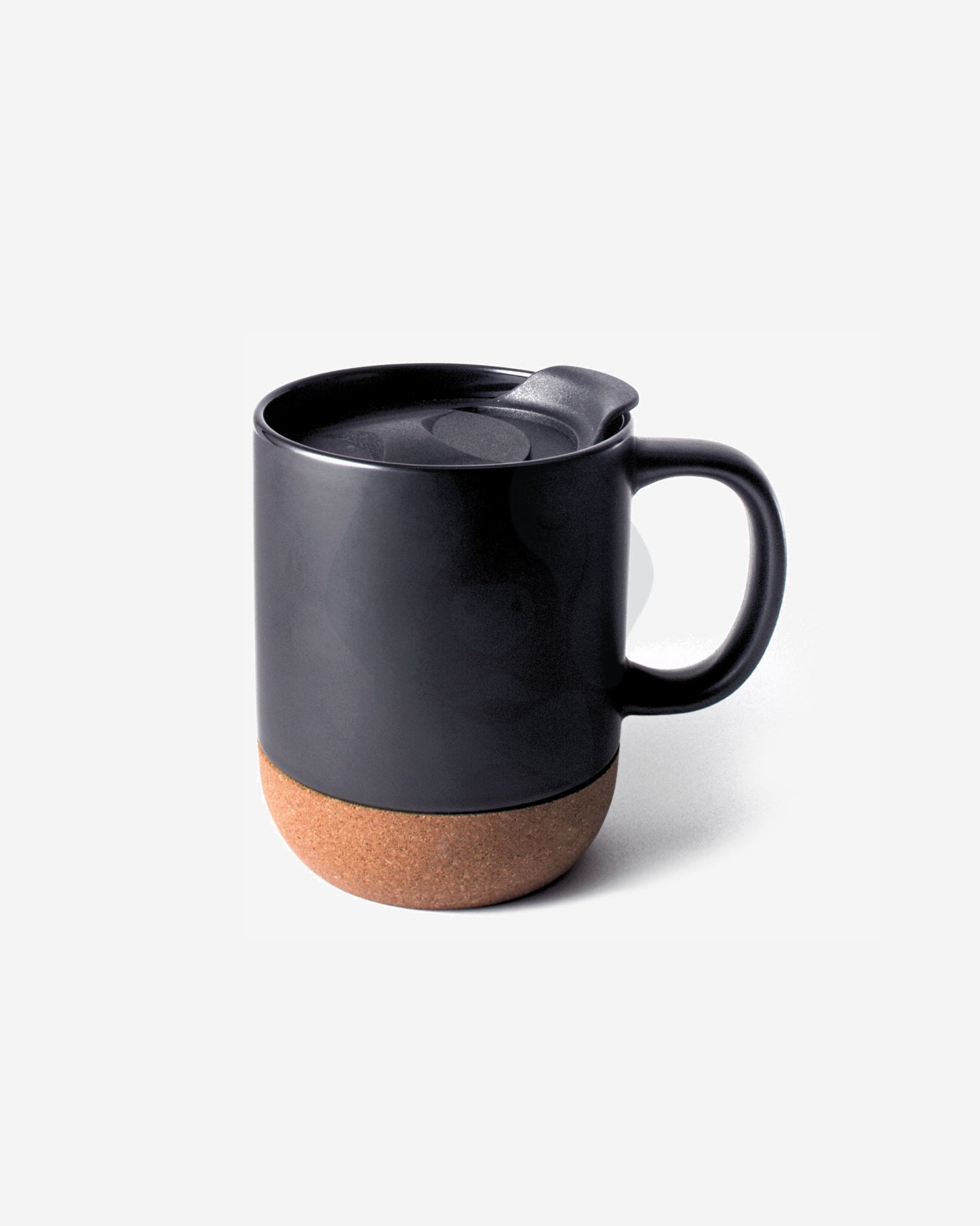Stotodo Corg Cup Ceramic Mug Black 360 ml with Cork Coaster Base and Lid