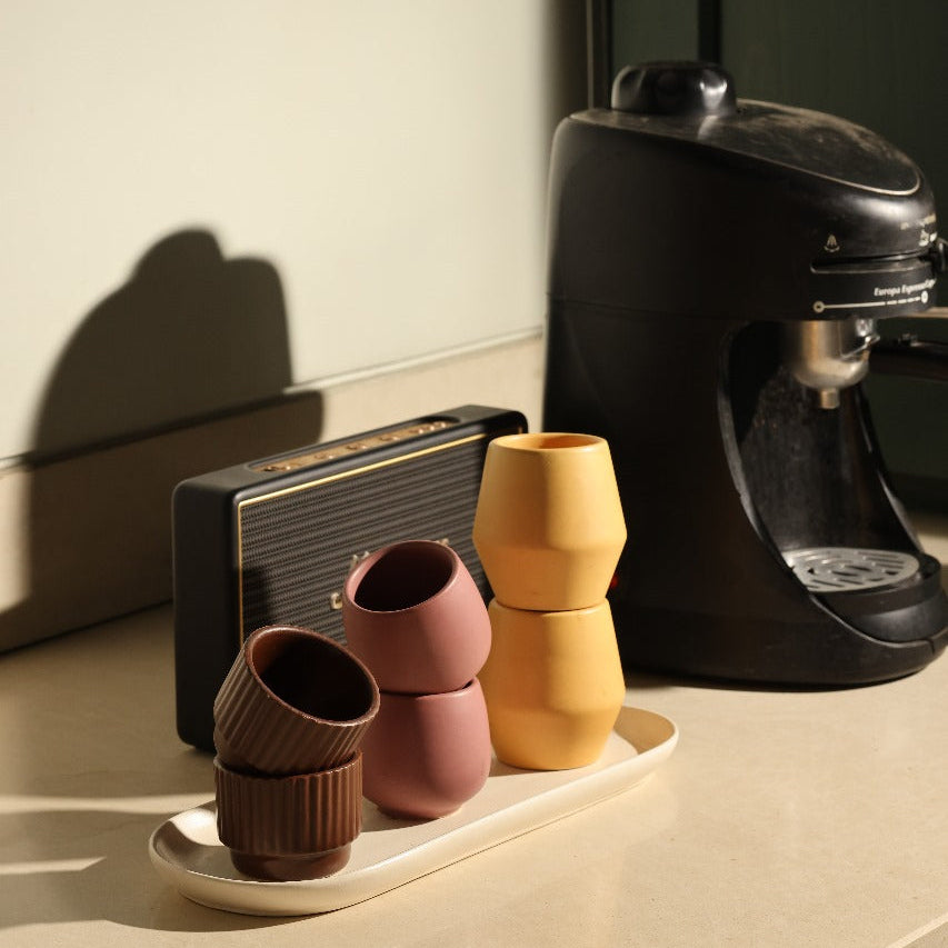 Ochre – Sculpted Coffee Cup (Set of 2)