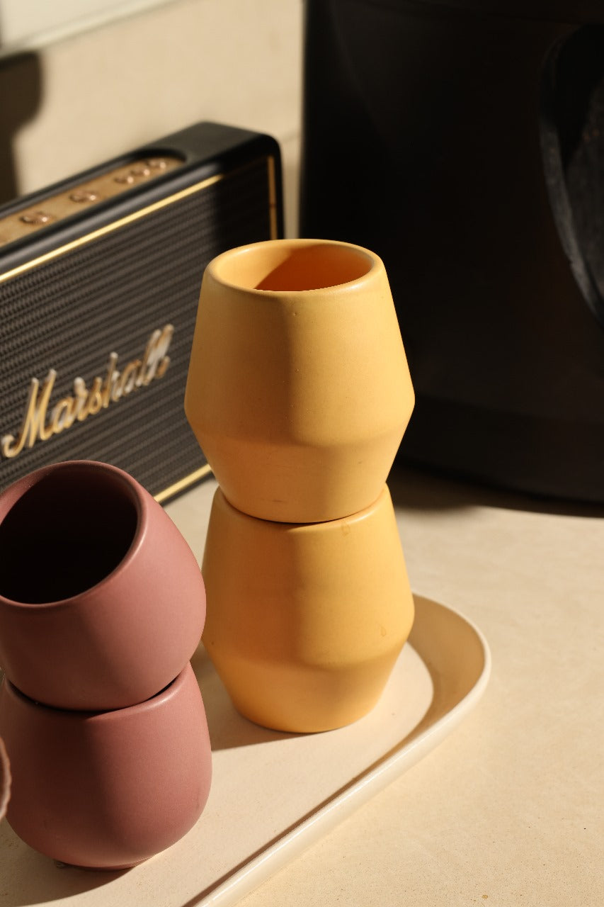 Ochre – Sculpted Coffee Cup (Set of 2)