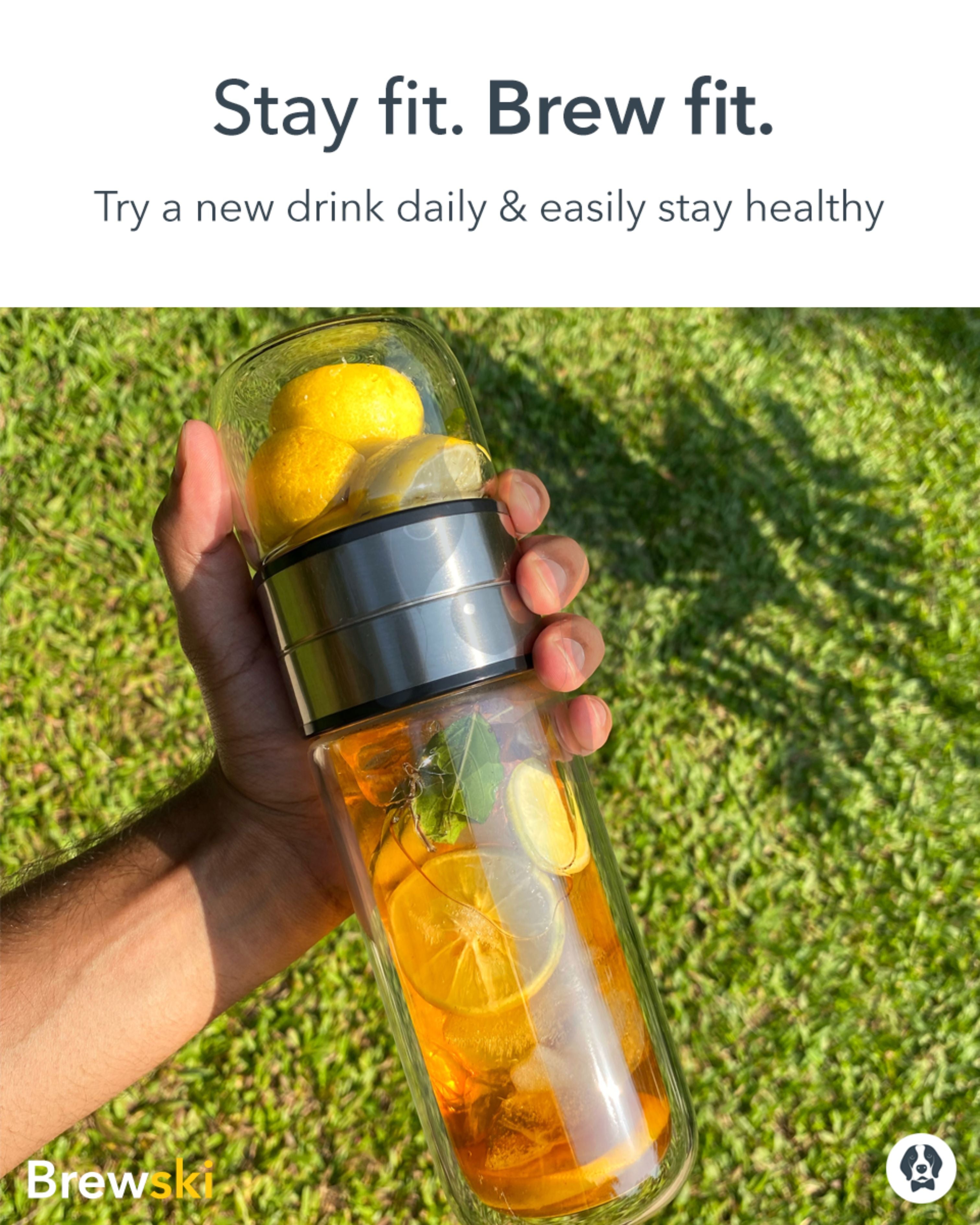 Brewski Shaker Infuser 300 ml Drink Mixer Fit and Healthy Brew