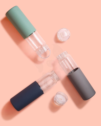 Stotodo Sili Glass Bottle with Sleeve Blue/Grey/Teal 700 ml