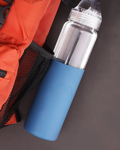 Stotodo Sili Glass Bottle with Sleeve Blue 700 ml