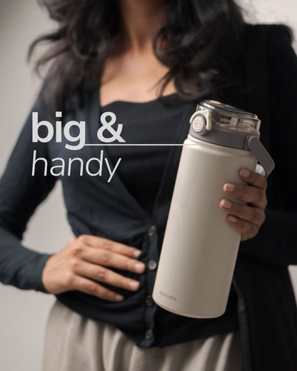 Stotodo Tank Dual Sipper Flask - White 1.2L Big and Handy Bottle