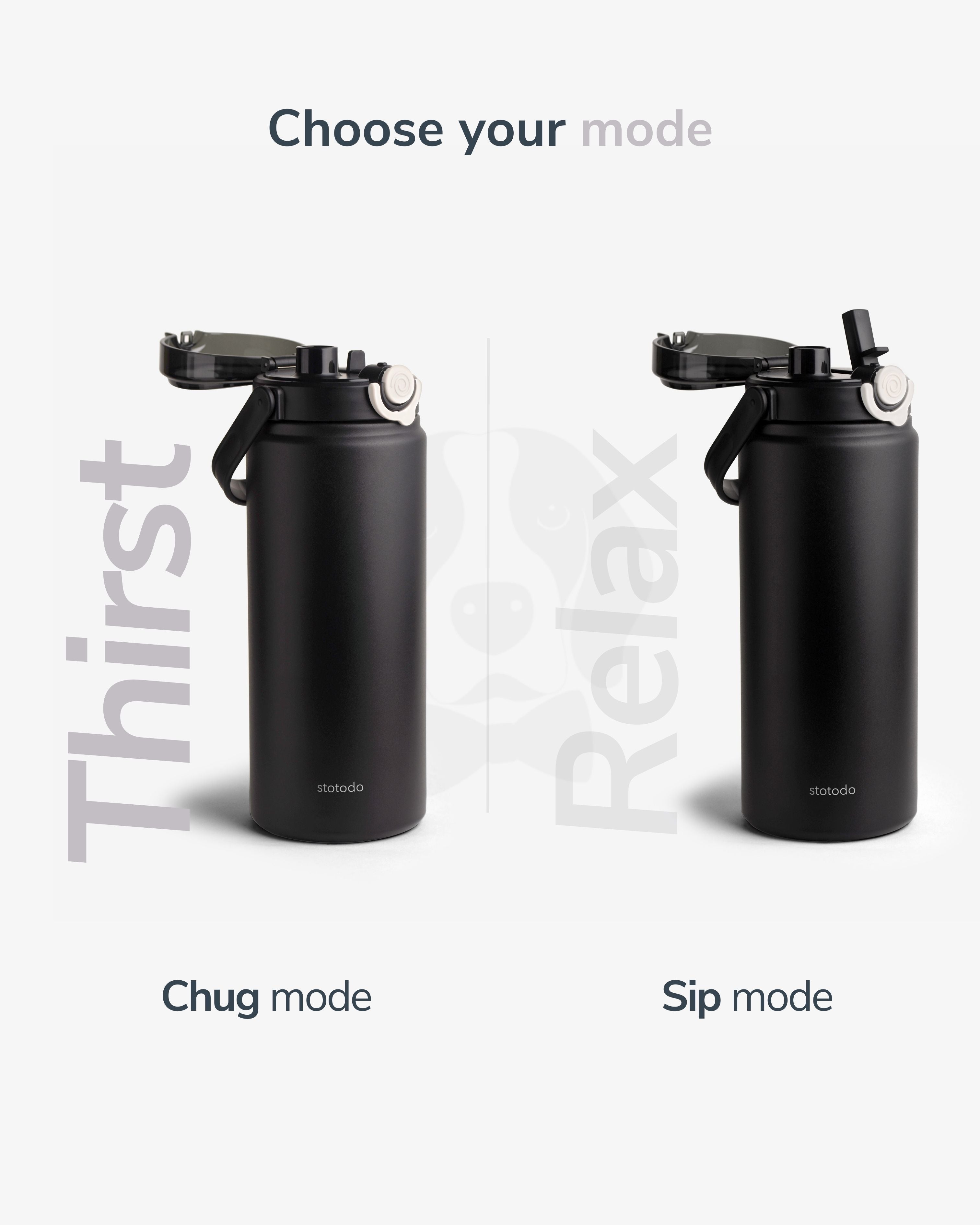 Stotodo Tank Dual Sipper Flask - Green 1.2L BottleStotodo Tank Dual Sipper Flask - Green 1.2L Bottle Chug or Sip Dual Mode Drinking