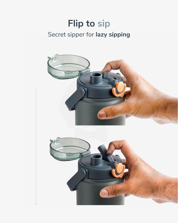 Stotodo Tank Dual Sipper Flask - Green 1.2L Bottle with Sipper for Lazy Sipping