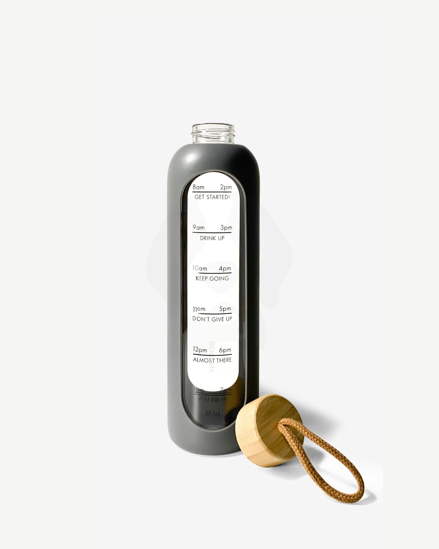 Stotodo Pillar Portable Glass Bottle Grey 1 L with Bamboo Lid