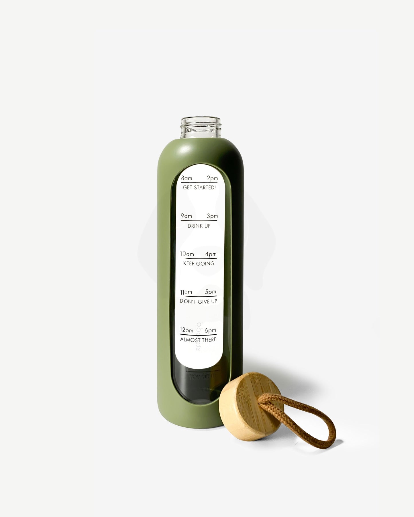 Stotodo Pillar Portable Glass Bottle  Green with Bamboo Lid