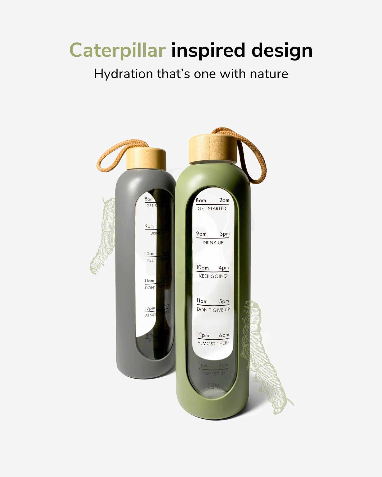 Stotodo Pillar Glass Bottle Caterpillar Inspired Design