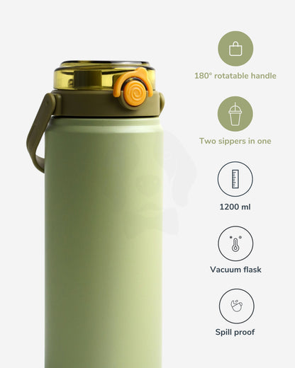 Stotodo Tank Dual Sipper Flask 1.2 L Parrot Green Limited Edition Features
