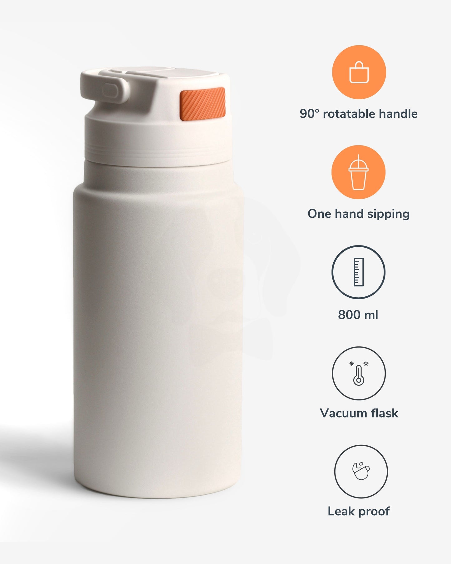 Stotodo Droid Sipper Flask - Cream 800 ml with Rotatable Handle Features