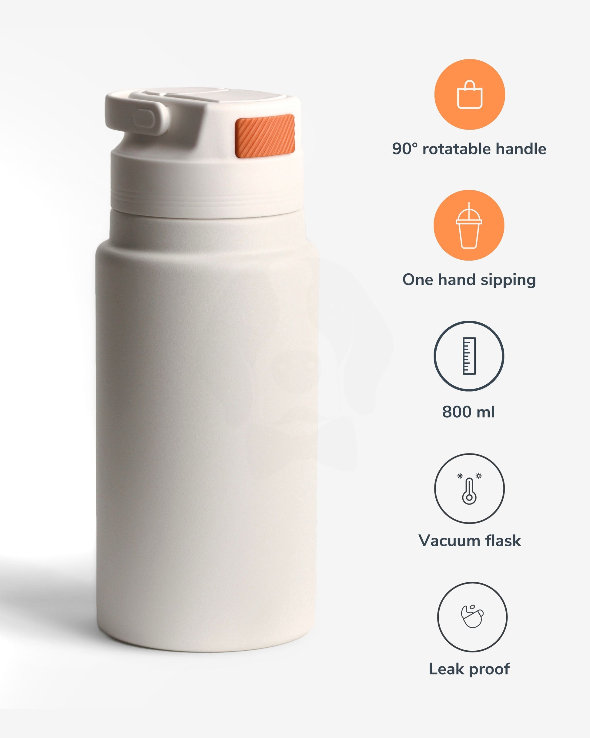 Stotodo Droid Sipper Flask - Cream 800 ml with Rotatable Handle Features