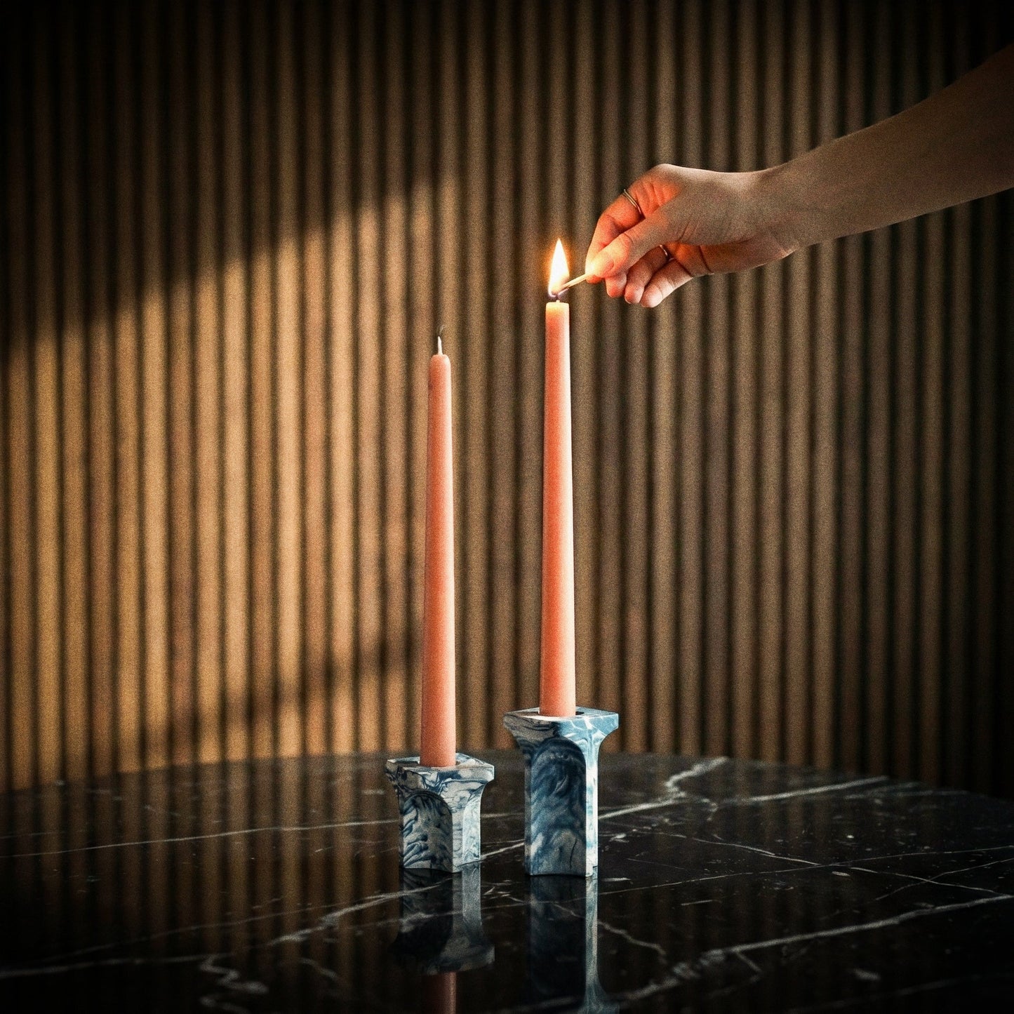 Kiva Candle Holder – Jesmonite Taper Stand, Set of 2