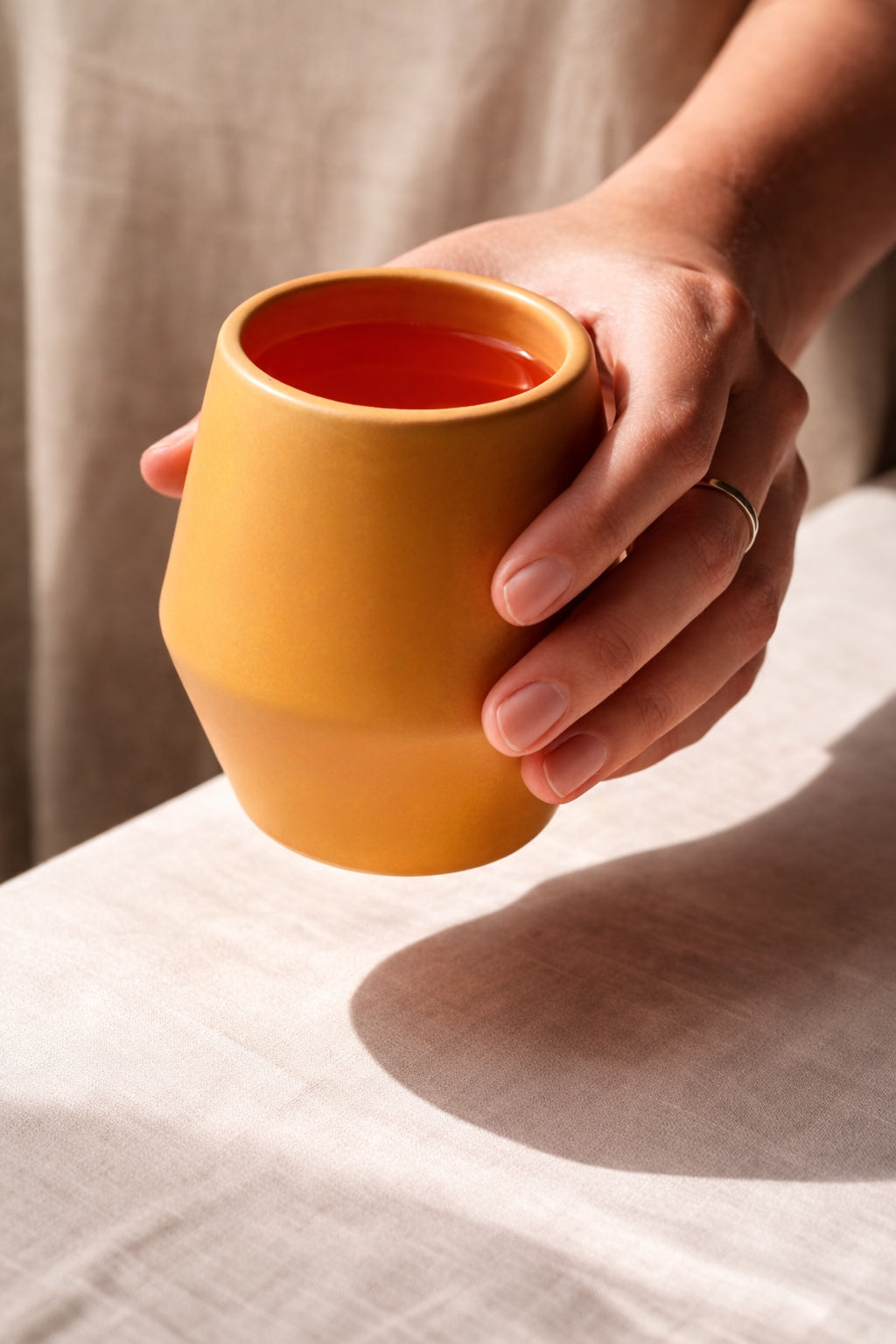 Ochre – Sculpted Coffee Cup (Set of 2)