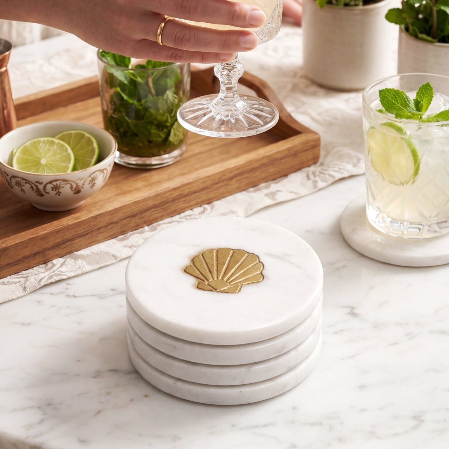 Oyster coasters (set of 4)