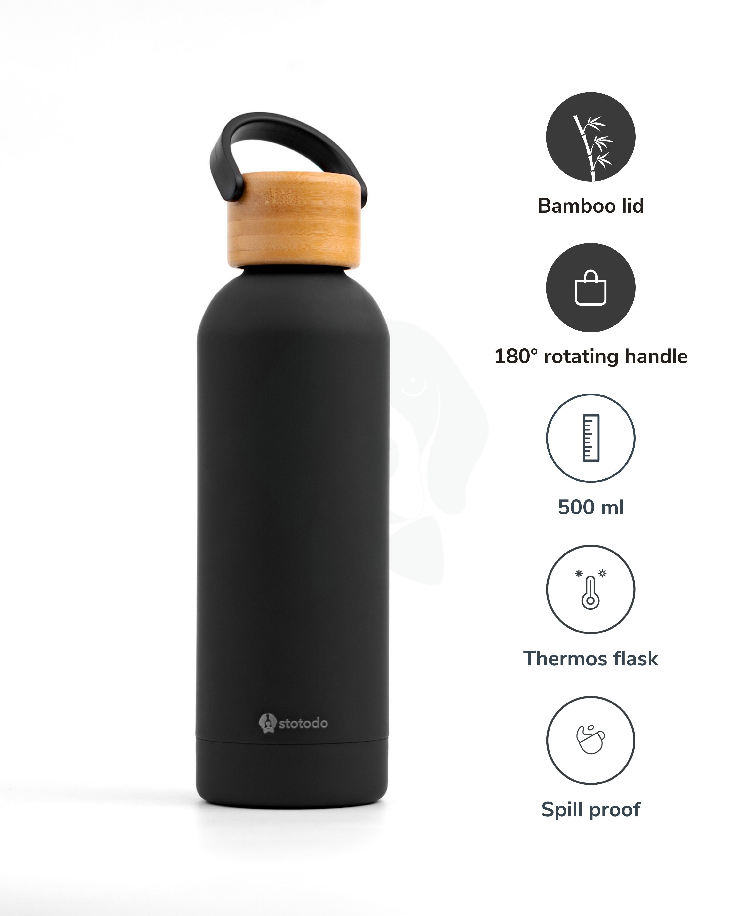 Stotodo Carbon Premium Flask Compact Drinkware Insulation - Carbon Black 500 ml Thermos Flask