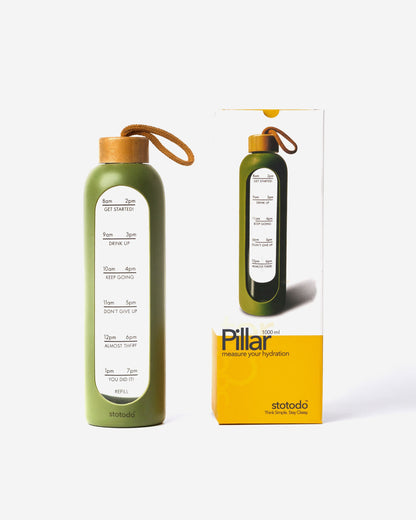 Pillar portable glass bottle