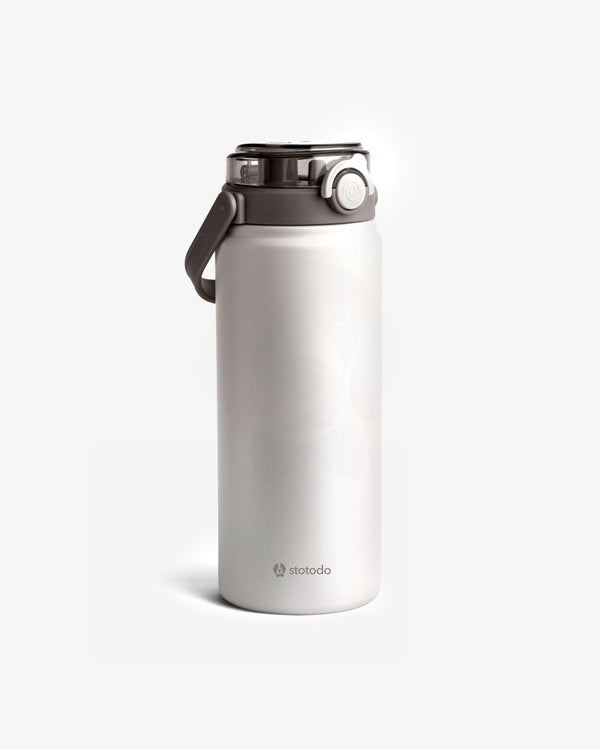 White sipper flask insulated bottle stainless steel