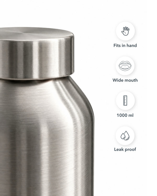 Blade | 1000ml Single Wall SS Water Bottle, Wide Mouth
