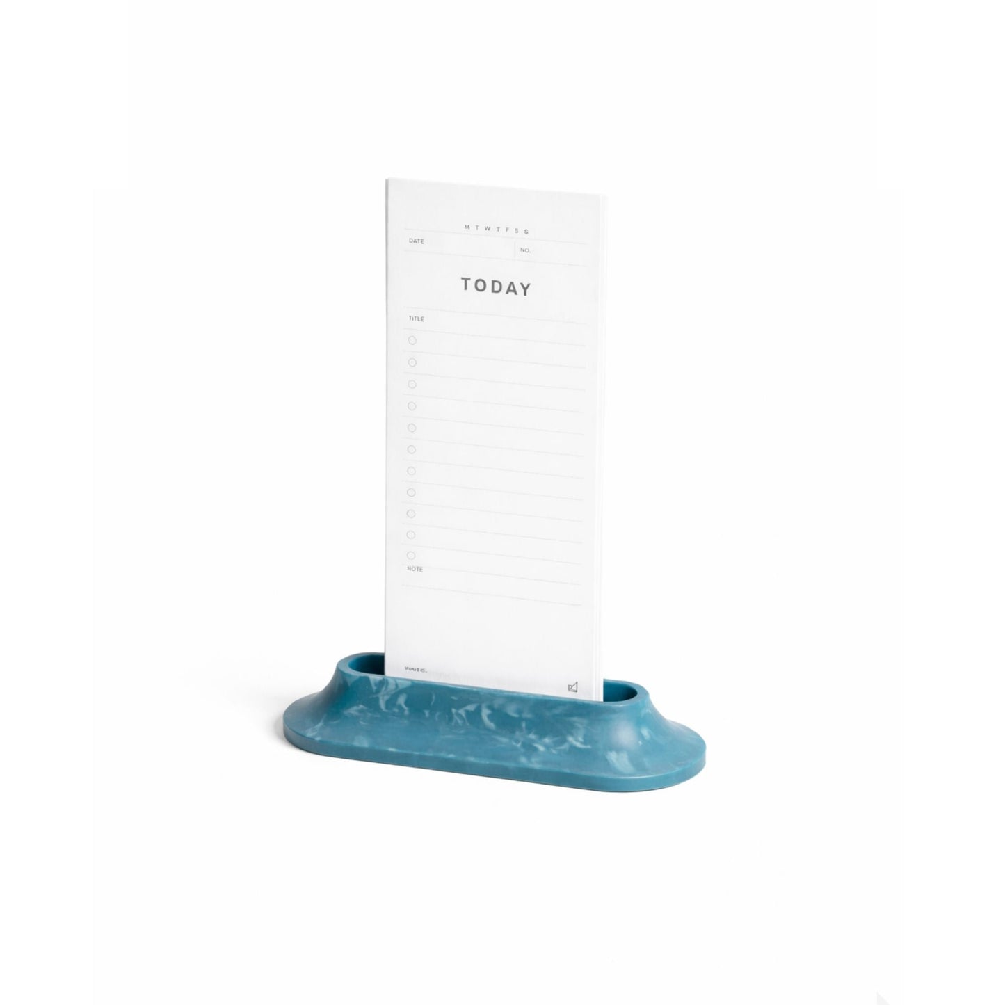 Aero Task Dock by Kuro Design in Forest Green – Jesmonite phone stand and task card holder on a minimal desk
