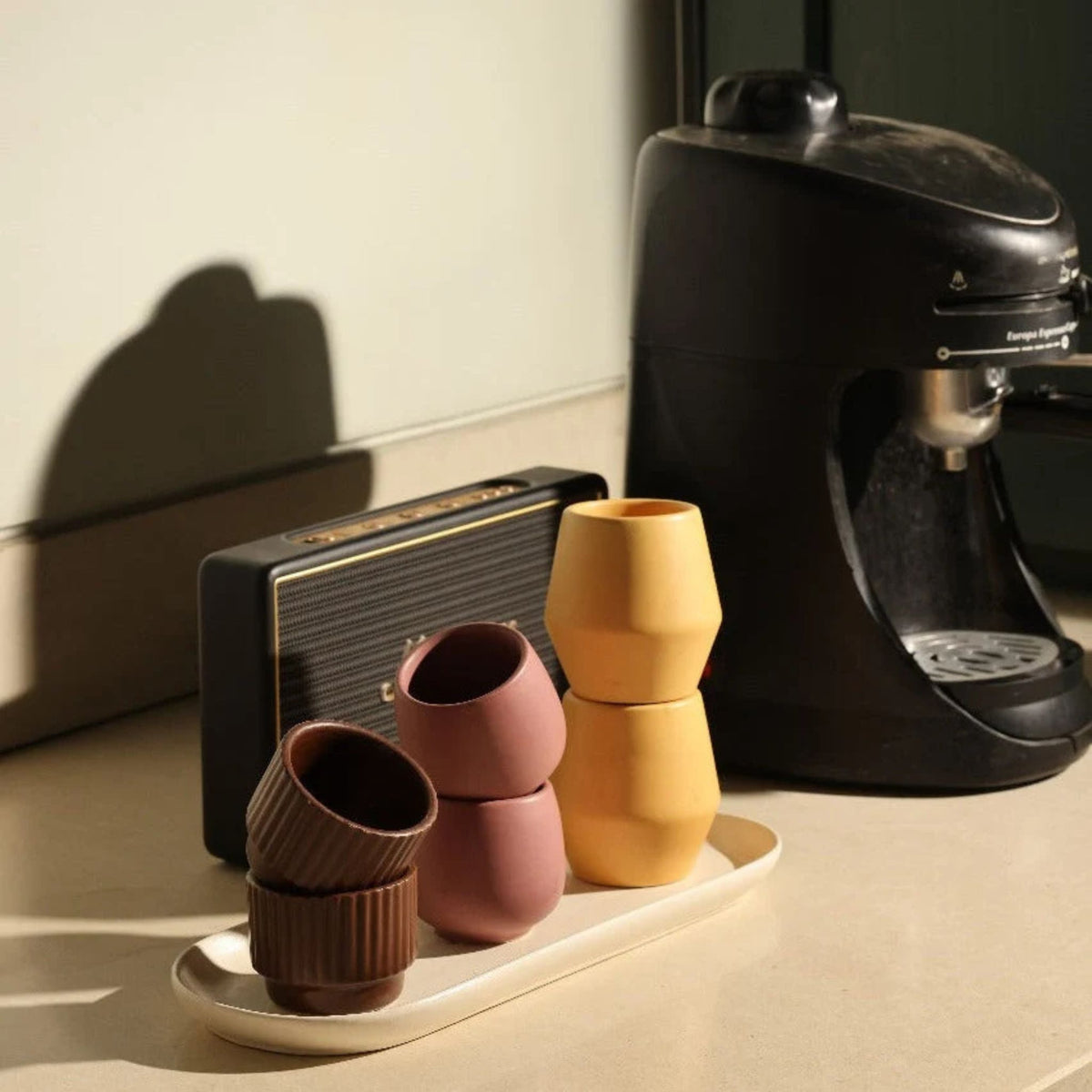 Ochre – Sculpted Coffee Cup (Set of 2)