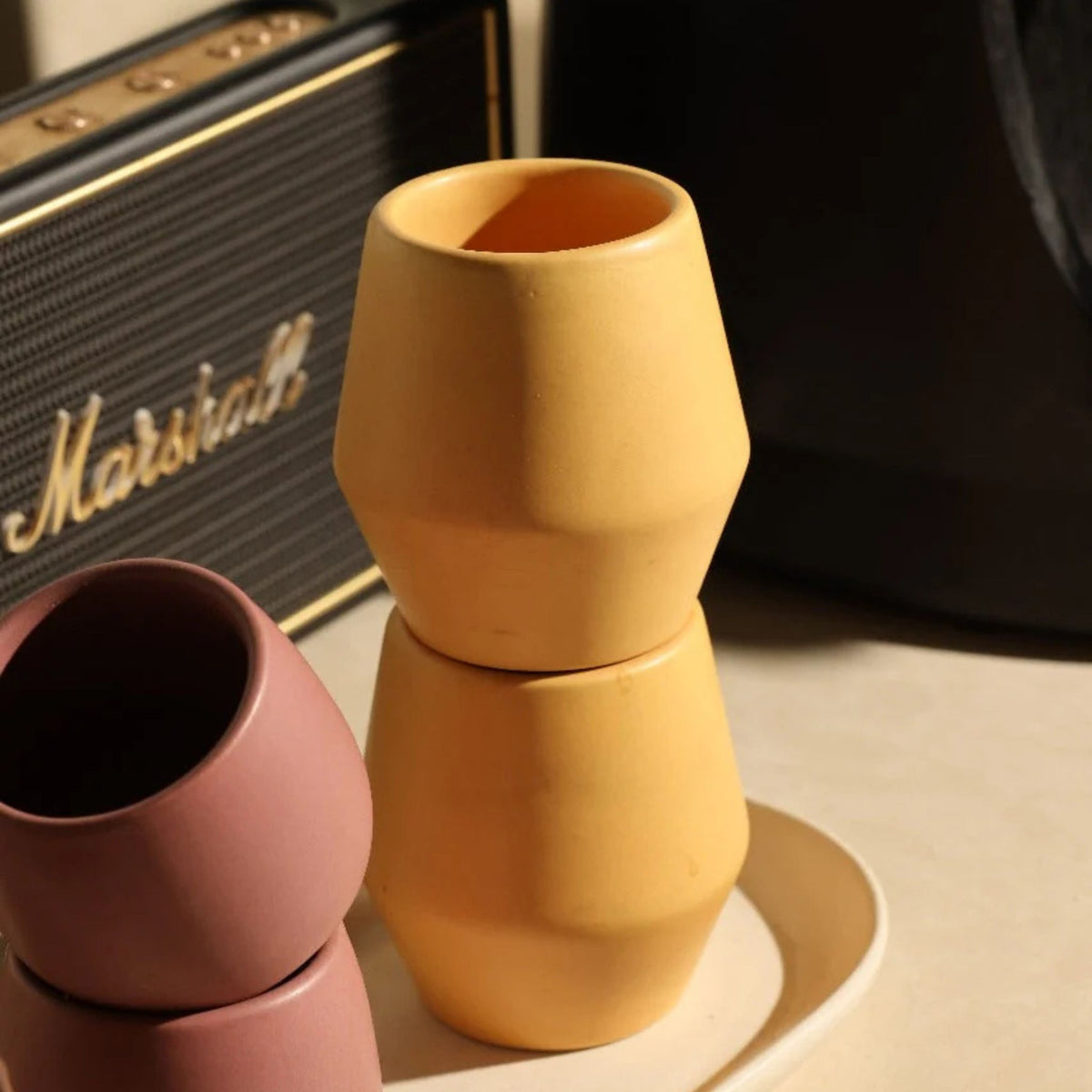 Ochre – Sculpted Coffee Cup (Set of 2)