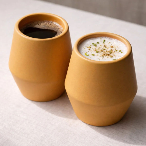 Ochre – Sculpted Coffee Cup (Set of 2)