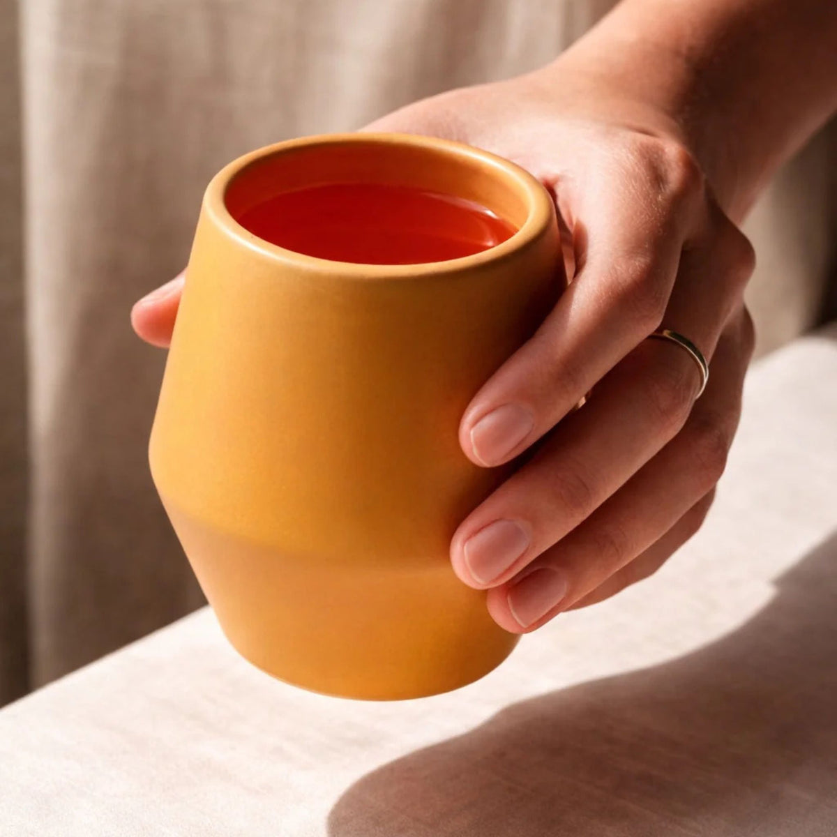 Ochre – Sculpted Coffee Cup (Set of 2)