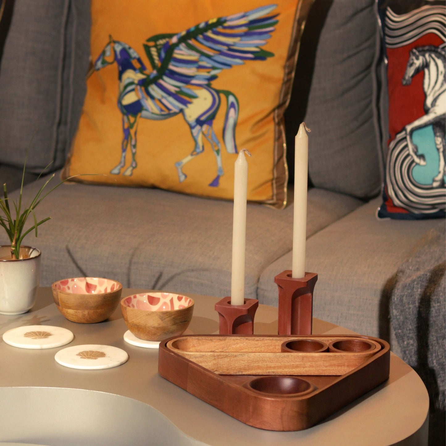 Kiva Candle Holder – Jesmonite Taper Stand, Set of 2