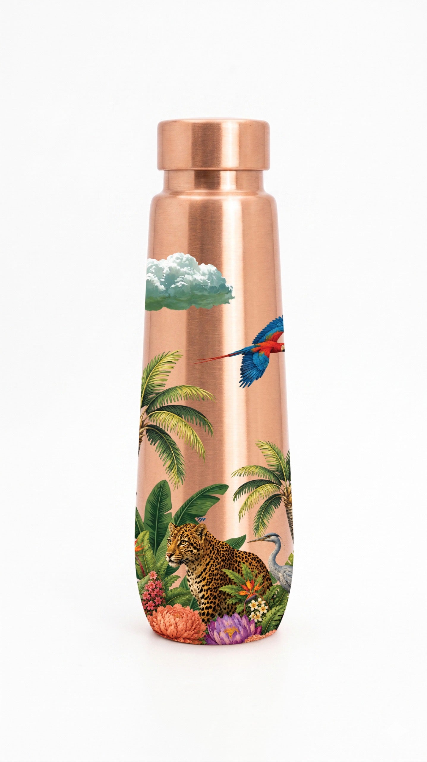 Tropico | Pure Copper Water Bottle with Jungle Print – 900ml