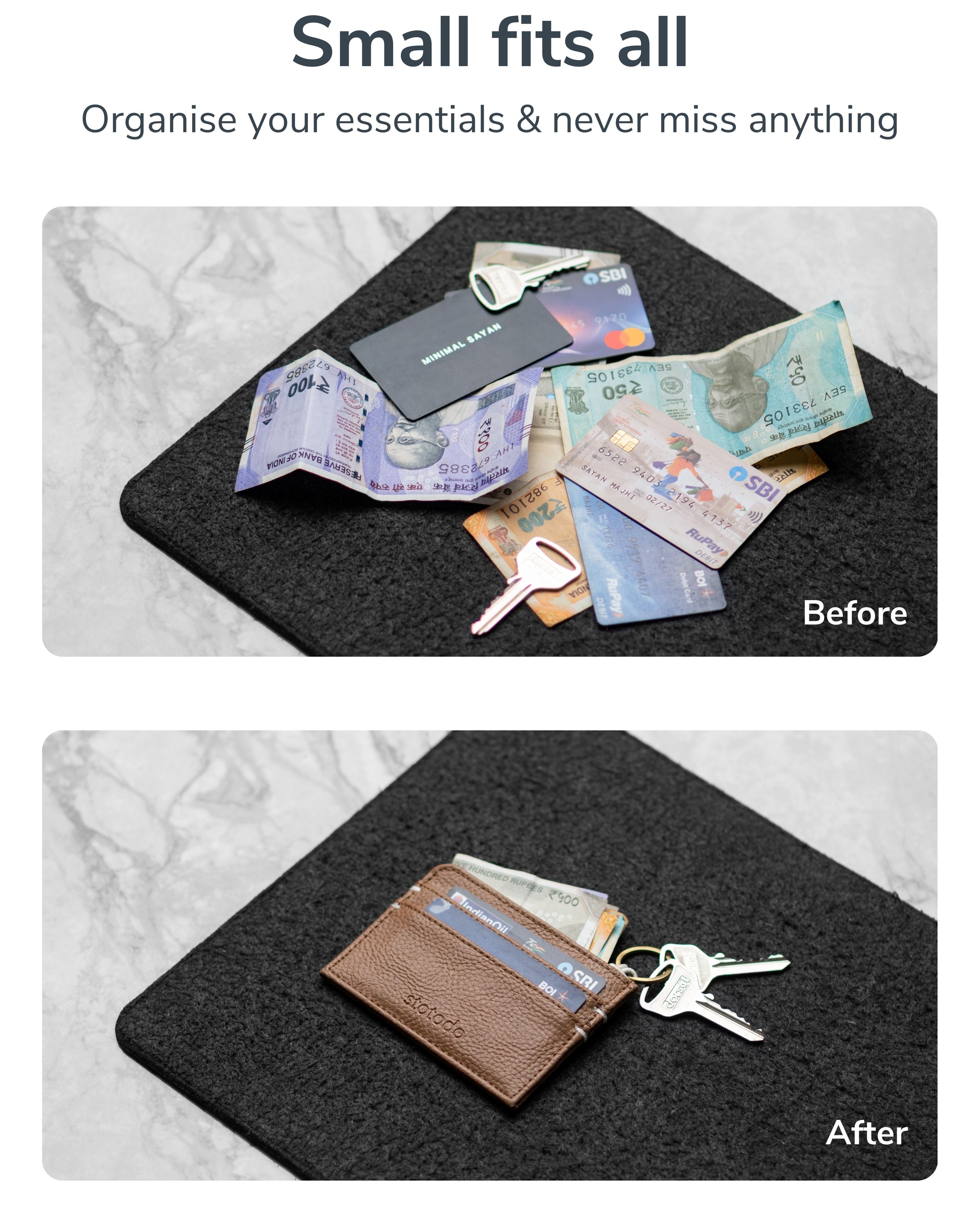 Pockit Cardholder Wallet & Keychain Leather All in One Wallet For Every Essential
